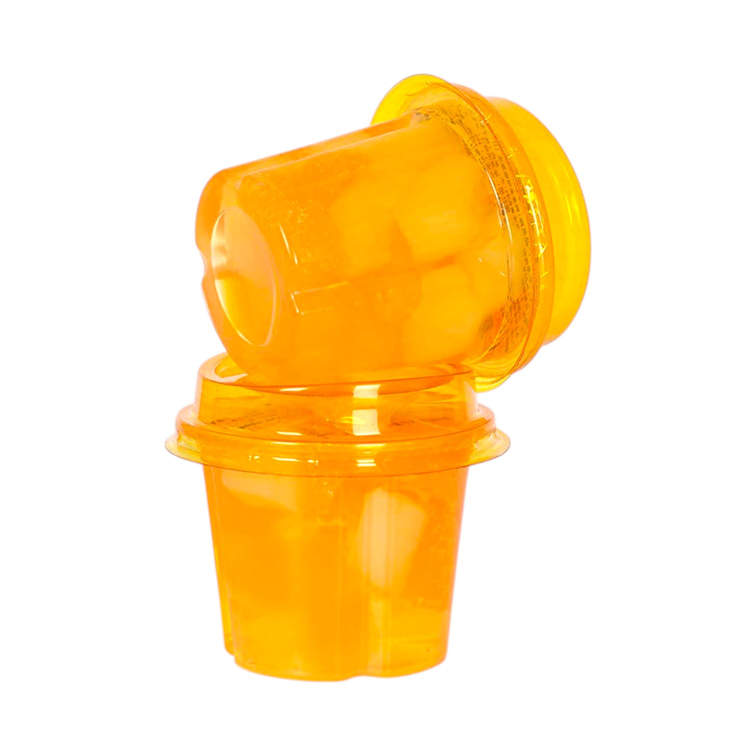 Gelatina refrescante en vaso con trozos de fruta mixta real (HALAL)